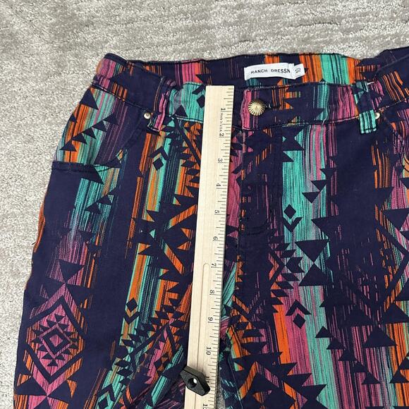 Ranch Dressn Pants Womens 10 Colorful Aztec Flare Bell Bottom Southwestern - Picture 13 of 15